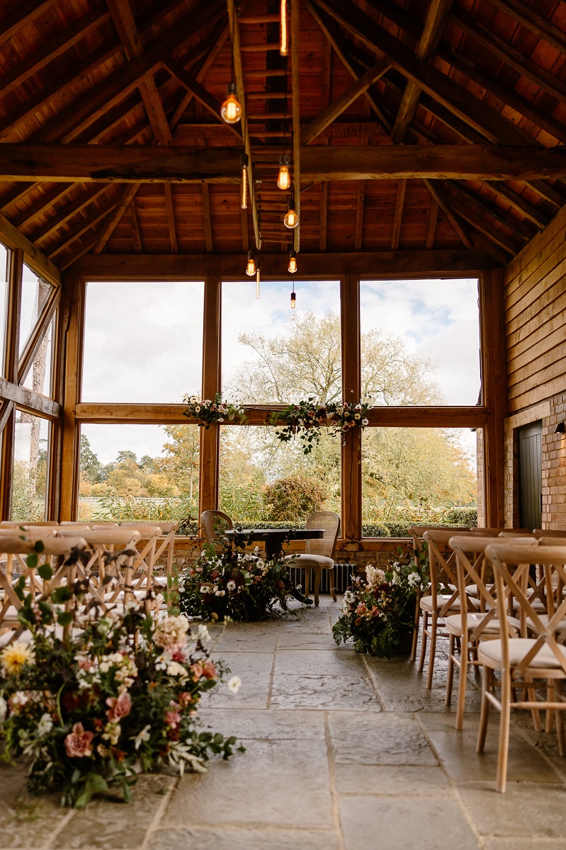 Barns & Yard Wedding Ceremony set up by Bride and Bloom