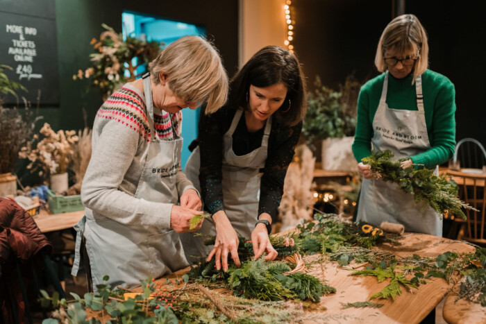 Christmas Wreath Workshops in Worcester with Bride and Bloom